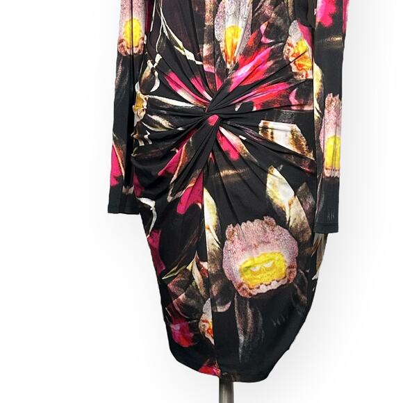 TED BAKER Long Sleeve Sheath Dress Twisted Knot Ruched Floral Cocktail Office - Picture 5 of 12